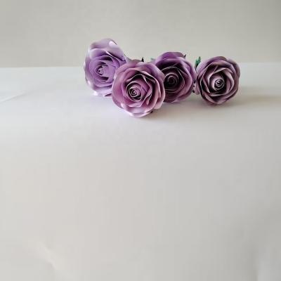 China New Popular Design 3D Paper Purple Rose Paper Flower For Wedding Party Backdrops for sale