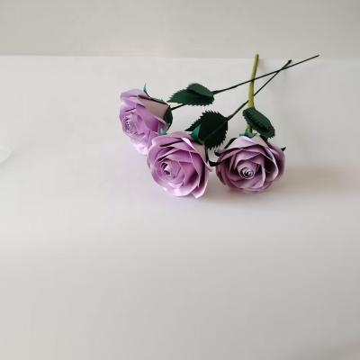 China 2023 New Design 3D Paper Purple Rose Paper Flower For Wedding Decors for sale