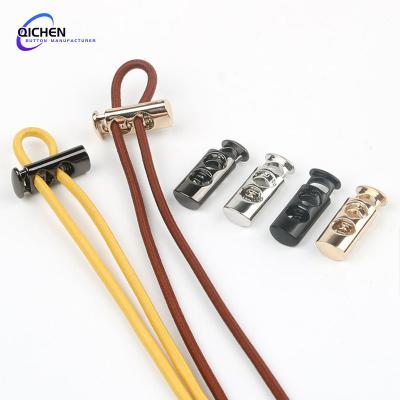 China Metal spot goods Zinc Alloy Stopper Toggle Metal Drawstring Rope Cord End Spring Lock Stopper Shoes and clothing cord lock for sale