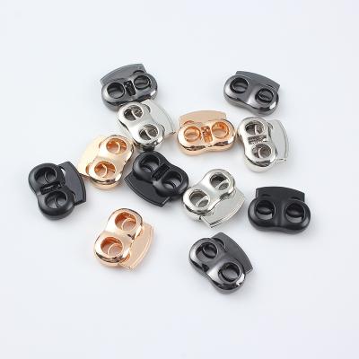 China Metal Metal 2 Hole (7mm Dia) Bean Cord Locks Clamp Toggle Stop Slider for Drawstrings Zinc Alloy Cord Locks for sale