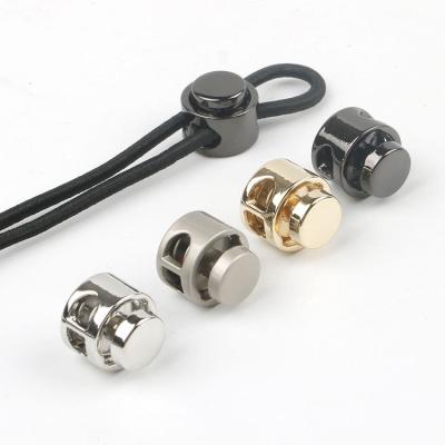 China Fashionable spring  buckle Wholesale Metal End Stopper Toggle Clasp Buckle Rope Clamp Rope clamp rope lock drawer Round spring  cord lock for sale