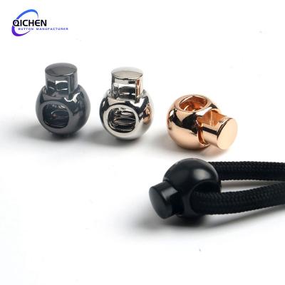 China Metal Custom logo metal rope end plug for clothing accessories Zinc alloy rope lock for pulling rope Shoes cord lock for sale