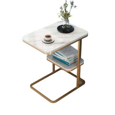 China Modern Newrgy Marble Coffee Table Side Stretch Glass Around Square Antique Life Time Encasing Gold Black Metal Modern White Marble Wood for sale