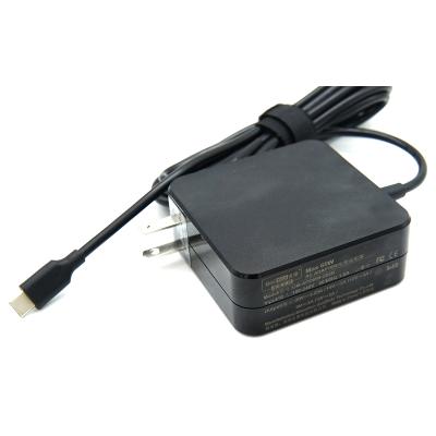 China Portable Type C Usb C Charger & Laptop Charger 65w 12v 3a Black Fast Current Adapter for sale