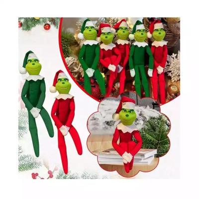 China Plush Green Monster Grinch Elf Dolls Christmas Decorations Gifts New Christmas green Grinch elf pendant Christmas pendant for sale