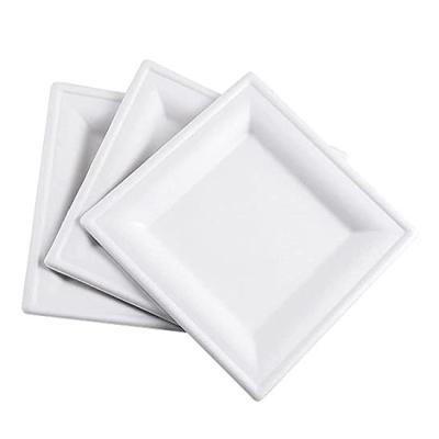 China Biodegradable Sugarcane Renewable Bagasse Birthday Wedding BBQ Trivet Disposable White Square Paper Plate for sale