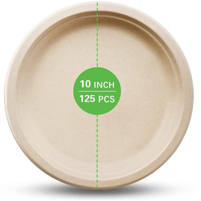 China The Leakproof Compostable Dinner Dish Biodegradable Eco-Friendly Disposable 9 Inch 10 Inch Sugarcane Bagasse Disposable Plate for sale