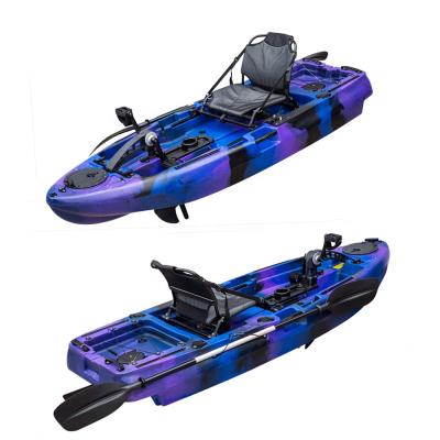 China Fishing Leisure Fun Single Seat One Person 8FT Foot Pedal Drive Plastic HDPE Fishing Kayak With Kayak Pedal Drive System for sale