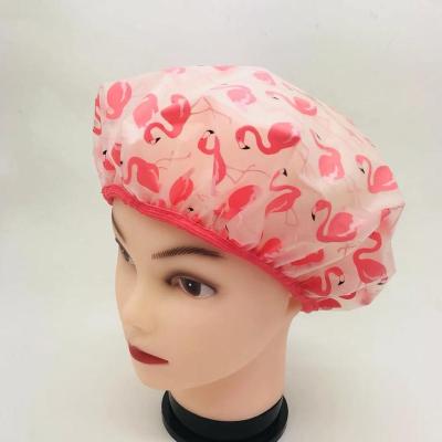 China Sustainable Eco-friendl Customized Logo Fancy Adjustable Shower Cap for sale