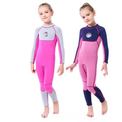 China Anti-Bacterial Kids 3mm Neoprene Swimsuit Children Full Body One Piece Wet Suit Girls Long Sleeve Swimming Surfing Diving Wetsuit for sale