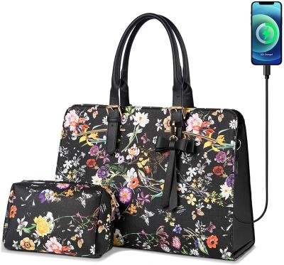 China With USB Laptop Tote Bag With Additional Clutch Bag Computer Shoulder Bag With USB Business Work Filling Left Briefcase for sale