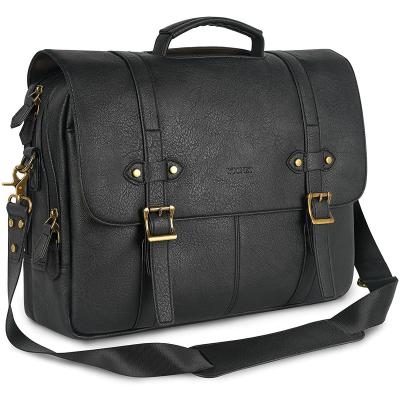 China PADDED Laptop Briefcase PU Leather Crossbody Bags Men PU Leather Business Handbag Office Laptop Briefcase Messenger Bags for sale