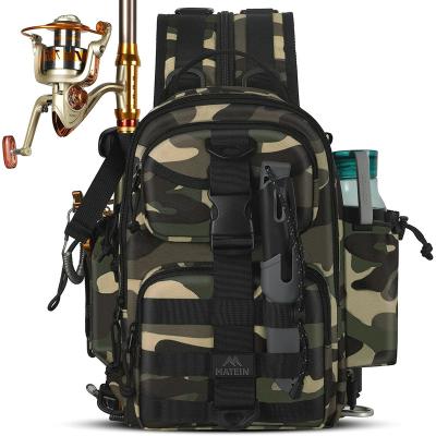 China Factory Custom Camouflage Outdoor Backpacks OEM Anti-theft Hiking Camping Sports Tracking Bag Rod Holder Fishing Backpack for sale