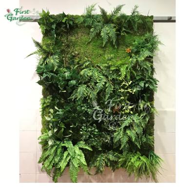 China Eco-friendly Artificial Green Wall Panel Backdrop Artificial Green Leaves Foliage Plants Leave Moss Garden Plastic for sale