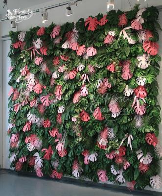 China Artificial Colorful Plants Wall Decoration For Decoration Monstera Leaf Green Leaves Wedding Backdrop For Outdoor Or Indoor for sale