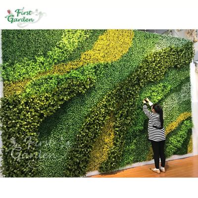 China Eco-friendly Green Plant Wall Simulation Artificial Grass Leaves Wedding Decoration Backdrop Board for sale