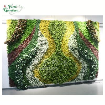 China Eco-friendly Green Artificial Green Wall Panel Backdrop Wall Foliage Garden Plants Foliage Mix Colors Customized for sale