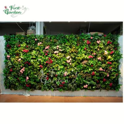 China Wall Decor Artificial Multicolor Rose Flower Wall Plant Vertical Garden For Wedding Stage Decoration Photo Studio Photo Holiday Party for sale