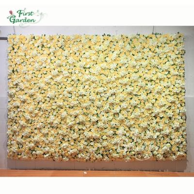 China Realistic Yellow White Artifica Rose White Flower Wall Wedding Planning Restaurant Hotel Family Party Christmas High Quality for sale