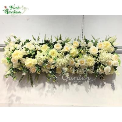 China Designs Eustoma Rose Fern Eucalyptus White Flower Wall Wedding Stage Hotel Restaurant Company Bridal Beauty Salon Store for sale