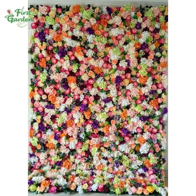 China Real Eco-friendly Artificial Touch Flower Plant Rose Hydrangea Wall Panel Wedding Backdrop Decoration Customized Good Quality for sale