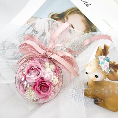 China New Valentine's Day Eternal Flowers Preserved Rose In Ball For Car Hanging Decoration for sale