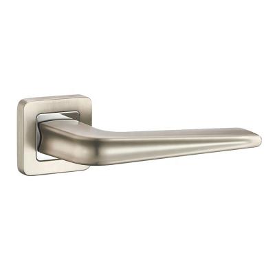 China Modern Design Fashion Design Entry Door Hardware Zinc Alloy Lever Matte Satin Nickel Handle for sale