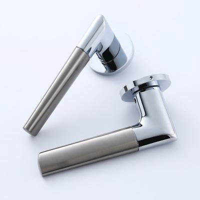 China Modern Door Hardware / Zamak Lock / Zinc Alloy Door Handle With Round Slim Rosette for sale