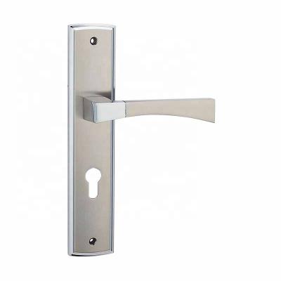 China Modern Contemporary Alloy Door Plate Lock Handle Door Lock Handle For House Building With Key for sale