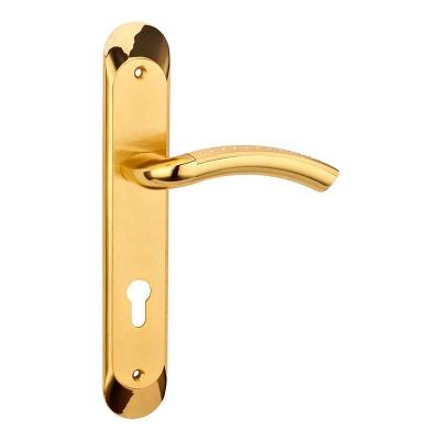 China Modern Interior Dish Door Handles Door Lever Lock Zinc Alloy Handle With Gold Dish for sale