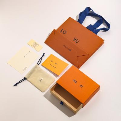 China CLASSIC Have A Logo Luxury Orange Jewelry Gift Packaging Customized Earring Box for sale