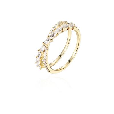 China Unique Supply 2022 FASHIONABLE Trend China Design Fashion Accessories 14K Gold Plated Brass Ring For Couple for sale