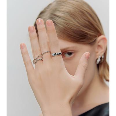 China TRENDY New Listing High Quality Fashion Latest Trendy Silver Plated Ladies 3 Piece Ring Set for sale