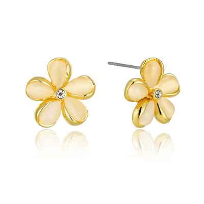 China Wholesale Fashion 2022 FASHIONABLE Latest Design Small Flower Shape Simple Lady 14K Gold Plated Earrings for sale