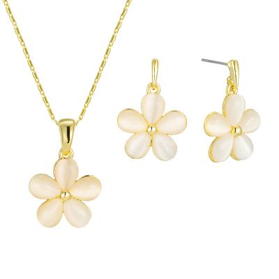 China TRENDY Sweet Cute Opal Flower Shape Jewelry Colorful Jewelry Sets Gift For Women Girls for sale