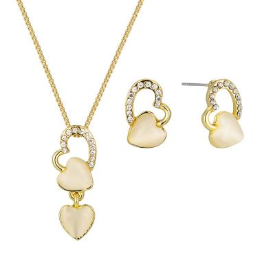 China Lovers FASHION Shape Hongji Opal Stones and Crystals Jewelry Necklace and Earrings Jewelry Set for Girls for sale