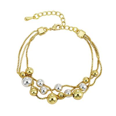 China China Simple Design CLASSIC FASHIONABLE Lucky Bead Pure Gold Plated Custom Chain Bracelet for Women Ladies for sale