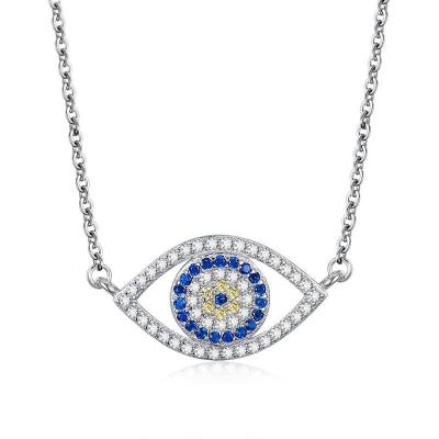 China Versatile Lady Women's Commuter Jewelry Stainless Steel Cubic Zirconia Eye Gold Pendant Necklace Best Selling for sale