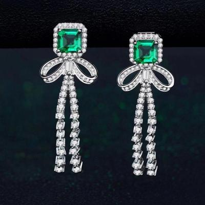 China European and American European and American green simple silver tassel 925 earrings long crystal trend fashion jewelry earrings for sale