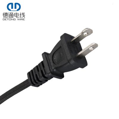 China Home Appliance Good Quality 2 Cores 125V Home Appliance PVC Insulated American Two Plug AC Power Cord for sale