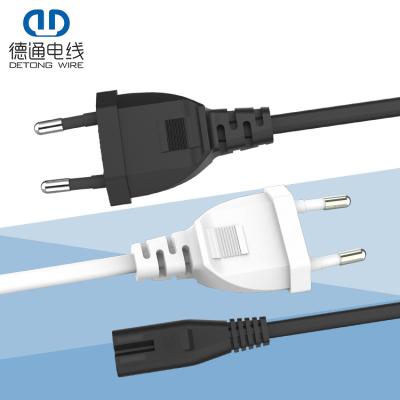 China Home Appliance Good Quality 300V PVC Insulated 2 Cores Lamps Lighting Both Plug EU European Round Extension Cords for sale