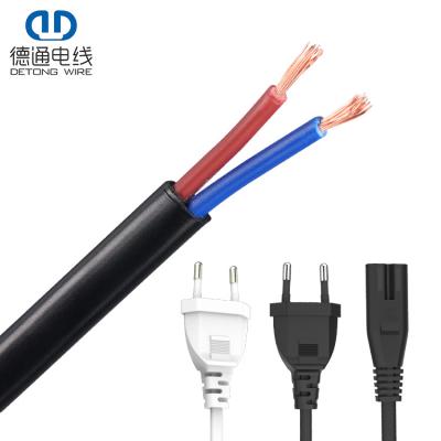 China Various Home Appliance Detong Style Home Appliance Lamps Lighting European Standard Two Plug Round Power Cord for sale