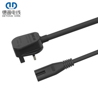 China Home Appliance DeTong 0.5mm 0.75mm DIY Lamps Insulated British Standard Two Plug 300V PVC Power Cord for sale