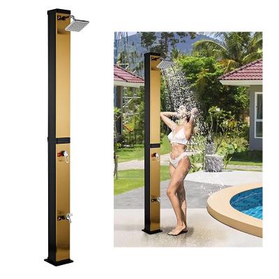 China Cold Water Hot Mixer CYEN New Design Lightweight Cold Water Rust Prevention Stainless Steel Panel 40L Square Brushed Gold Garden Swimming Pool Outdoor Shower for sale