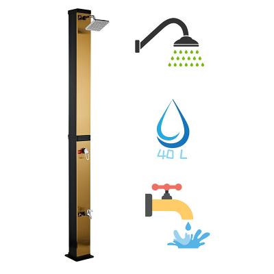 China Hot New Arrival CYEN Mixer Solar Cold Water Heater 40 Liter Capacity Square Easy To Install Brushed Gold Metal Swimming Pool Outdoor Shower for sale