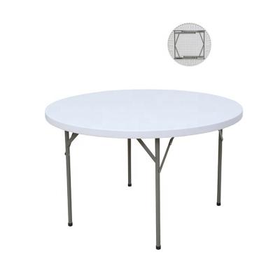 China Portable Eco-friendly Outdoor PE Material Round Table Easy Carry White Color Outdoor For Garden For Picnic Plastic Folding Table for sale