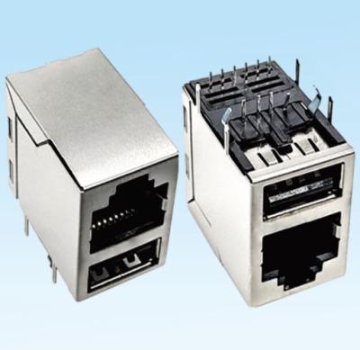 China 100 Base-TX RJ45 Combination Connector Dual USB DIP Type à venda