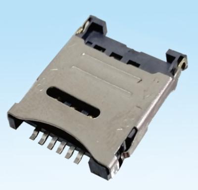 China SIM Thermoplastic Housing Electrical Cable Connectors High=1.5mm 6Pin Push Type for sale