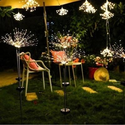 China 90/120/150 LED Solar Powered Outdoor Festival Day 2pcs Grass Globe Dandelion Fireworks Lamp for Garden Lawn Landscape Lamp Holiday Light for sale