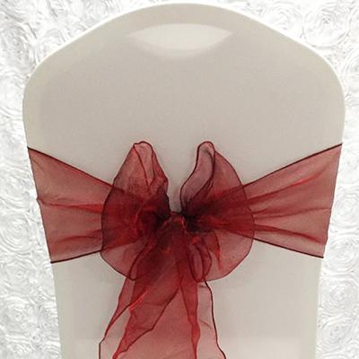 China Event Decoration Organza Bowknot Wedding Chair Cover Sash Bands Wedding Party Birthday Snow Yarn Ribbon Decoration Colors Available for sale